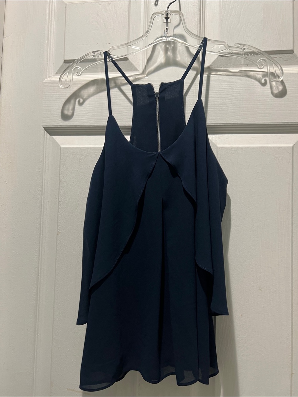 Blue Pearl Brand Navy Ruffle-Front Camisole Top